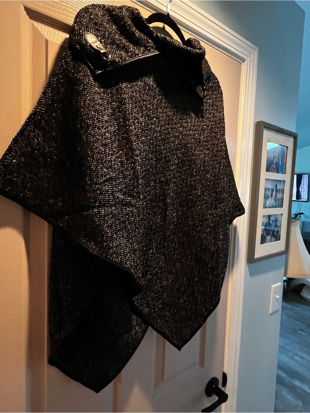 David and Young Metallic Black Tweed Cape